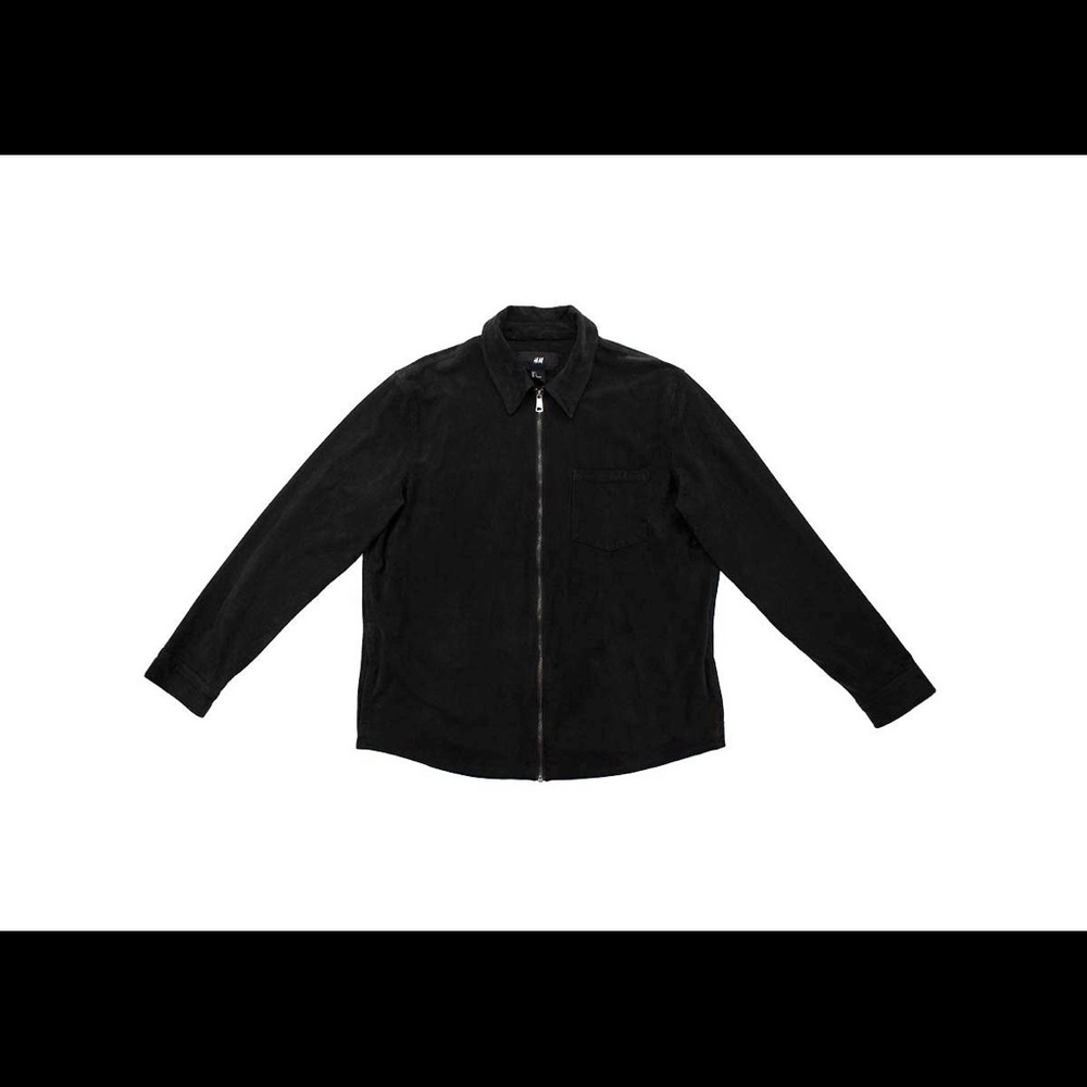 H&M Mens Black Corduroy Zip-up Shirt/Jacket Size L